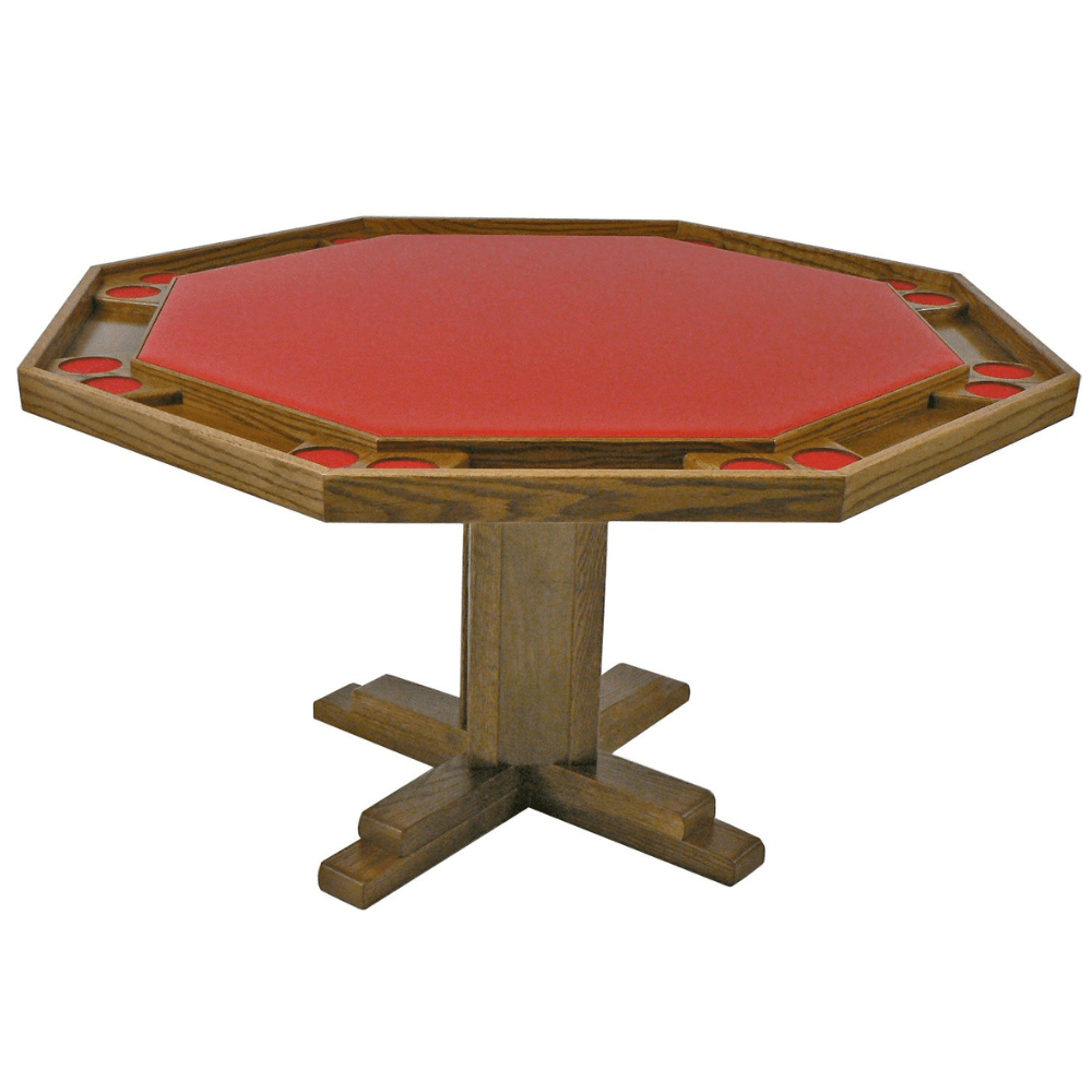 Kestell 8 Player 52" Oak Pedestal-Base Poker Table