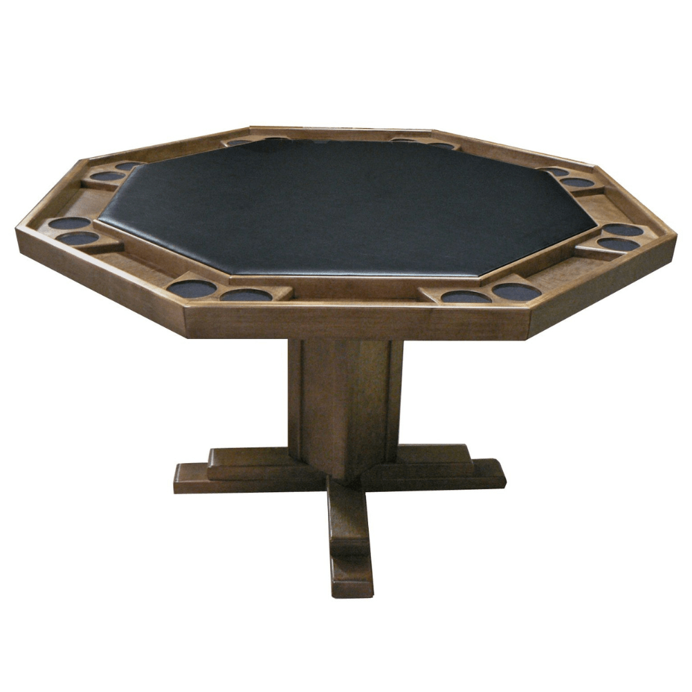 Kestell 8 Player 57" Oak Pedestal-Base Poker Table