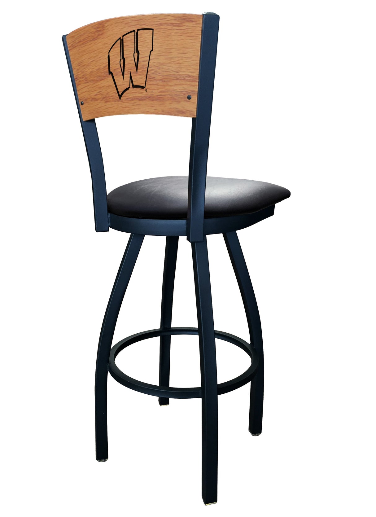 University of Wisconsin Badgers Script W L038 Laser Engraved Bar Stool by Holland Bar Stool