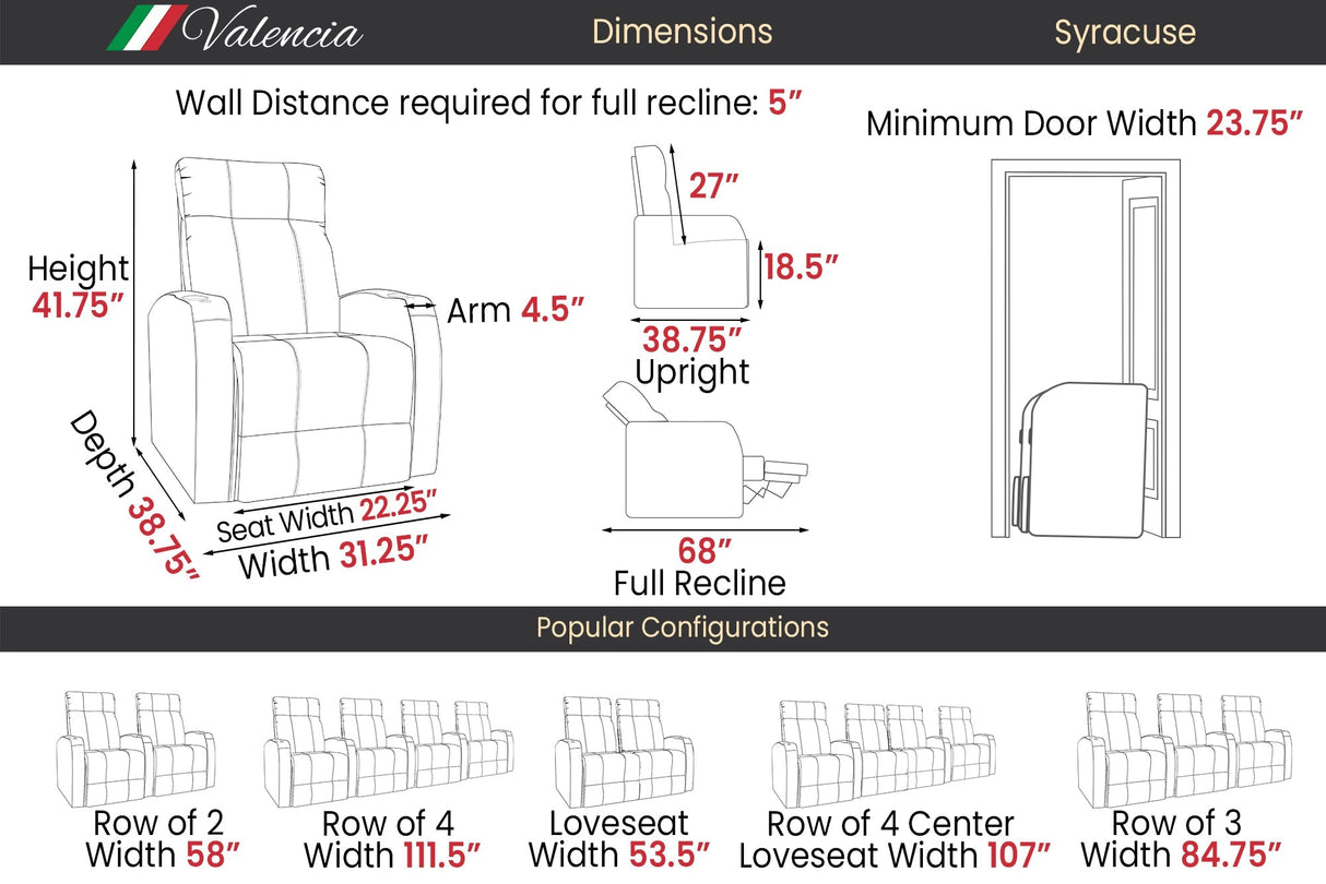 Valencia Theater Syracuse Single Home Theater Seating