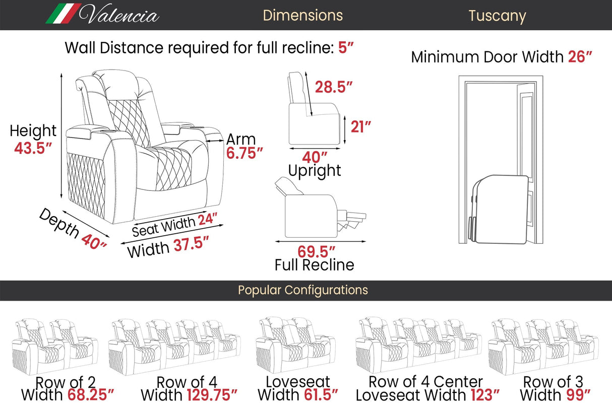 Valencia Theater Tuscany Heat & Massage Home Theater Seating