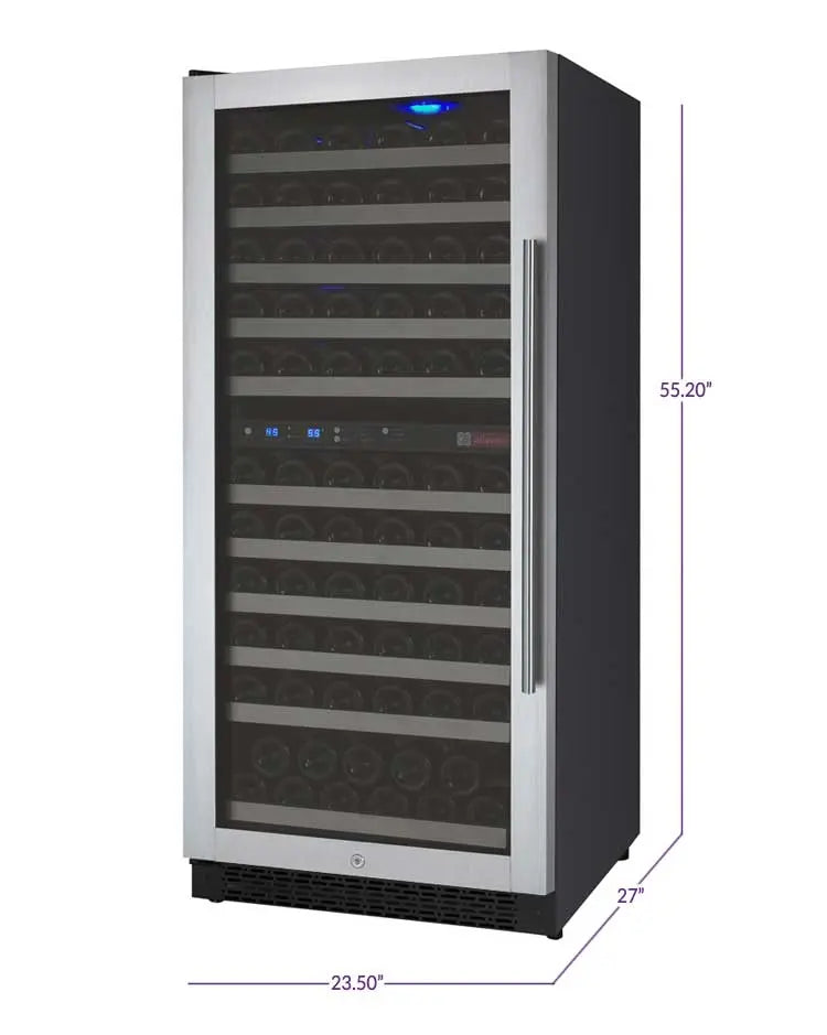 Allavino 24" Wide FlexCount II Tru-Vino 121 Bottle Dual Zone Stainless Steel Wine Refrigerator VSWR121