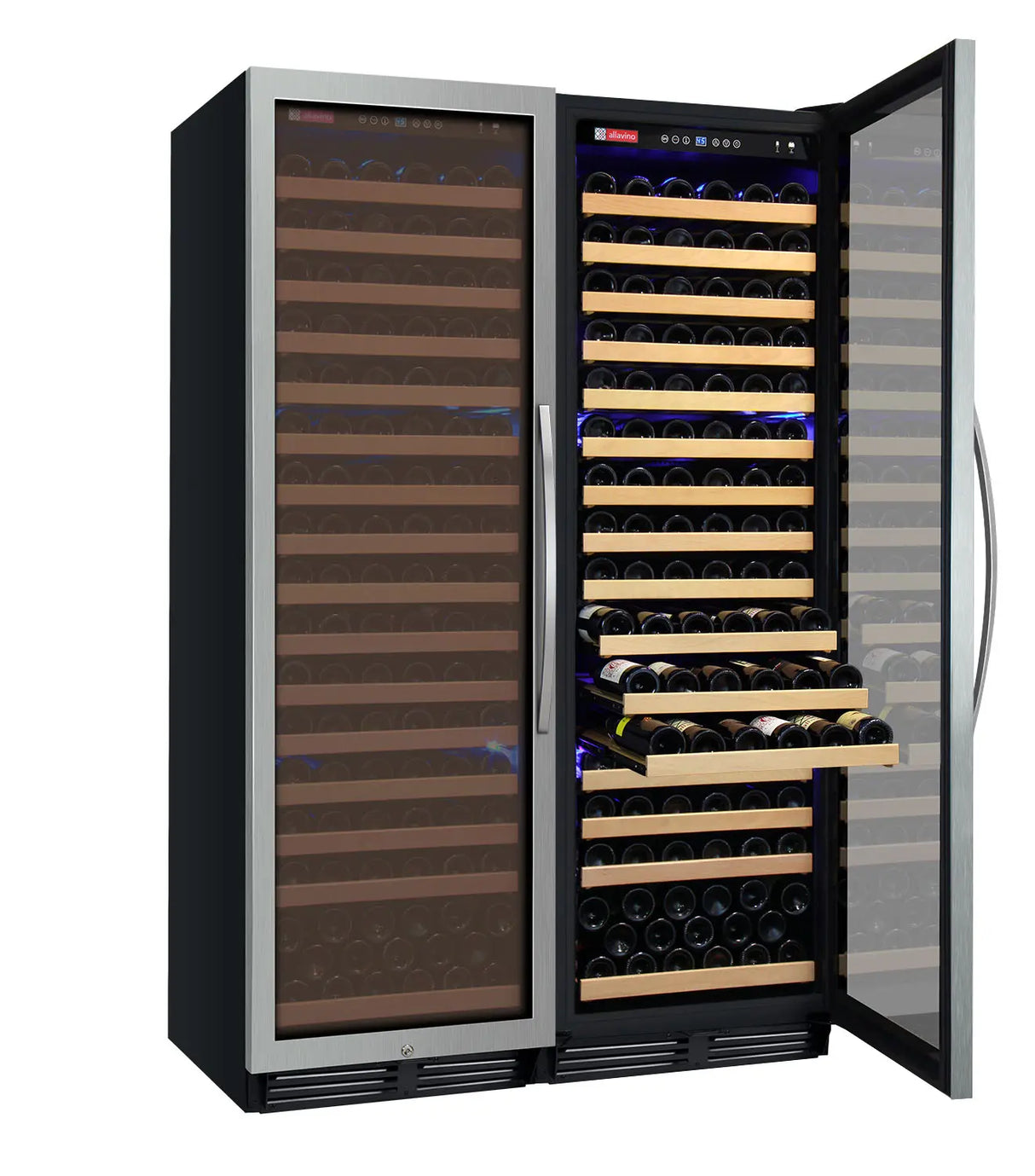 Allavino 48" Wide FlexCount Classic II Tru-Vino 348 Bottle Dual Zone Stainless Steel Side-by-Side Wine Refrigerator 2X-YHWR174-1S20