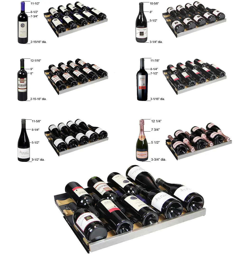 Allavino 47" Wide FlexCount II Tru-Vino 242 Bottle Four Zone Stainless Steel Side-by-Side Wine Refrigerator 2X-VSWR121-2S20