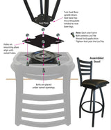 Eastern Washington Eagles L038 Laser Engraved Bar Stool