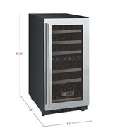 Allavino 15" Wide FlexCount II Tru-Vino 30 Bottle Dual Zone Wine Refrigerator VSWR30