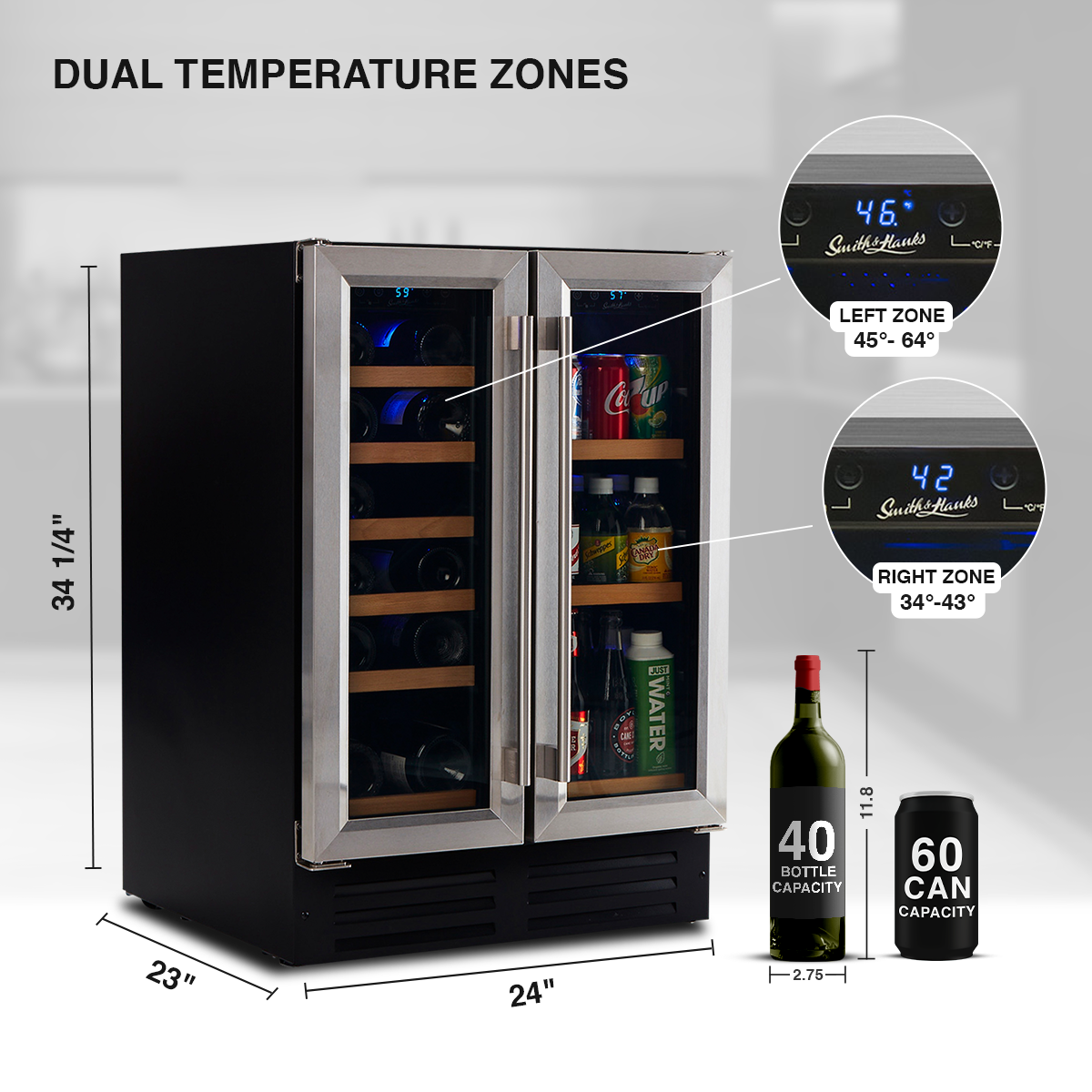 Smith and Hanks BEV116D Dual Zone Under Counter Wine and Beverage Cooler - RE100055