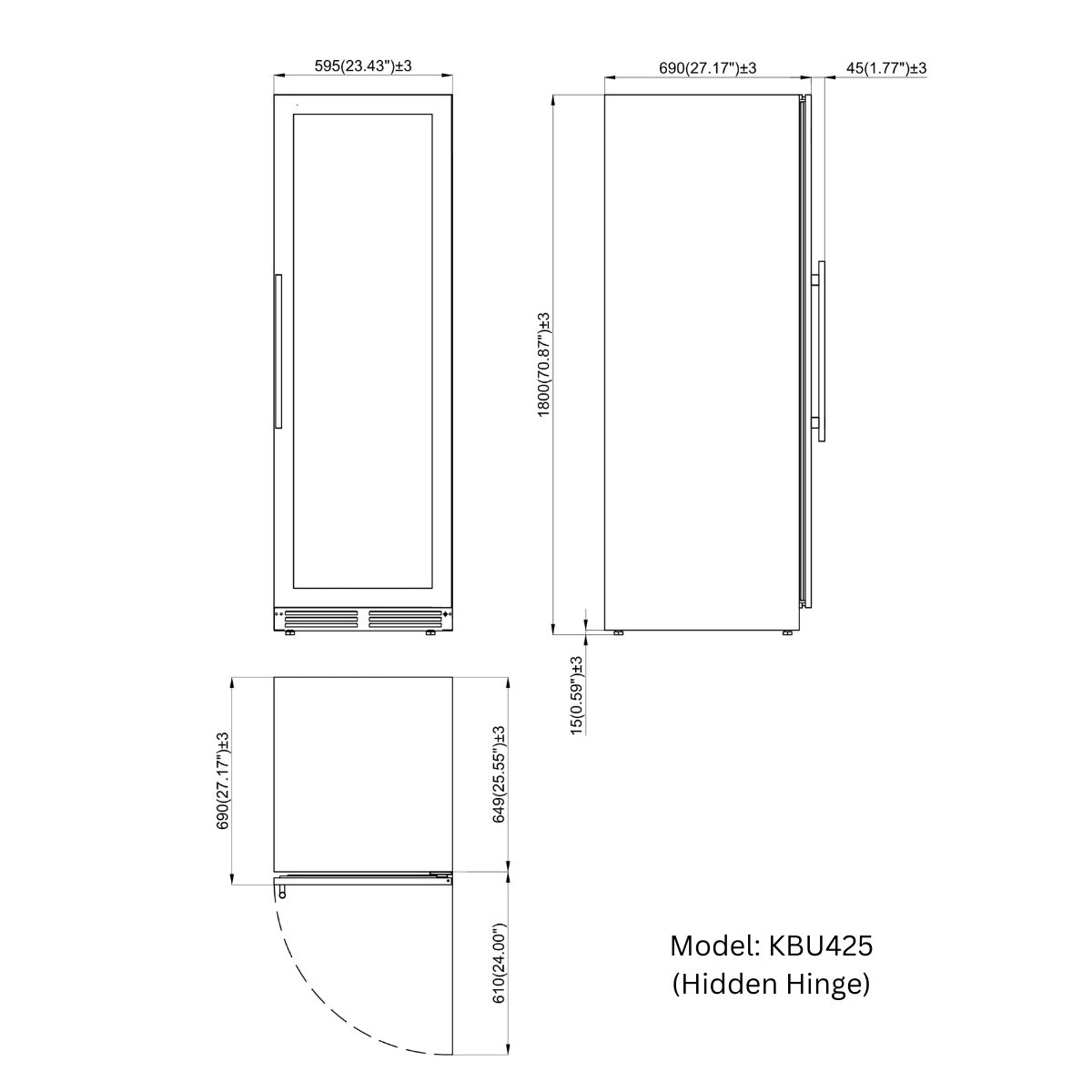 KingsBottle Large Beverage Refrigerator With Low-E Glass Door KBU425BX