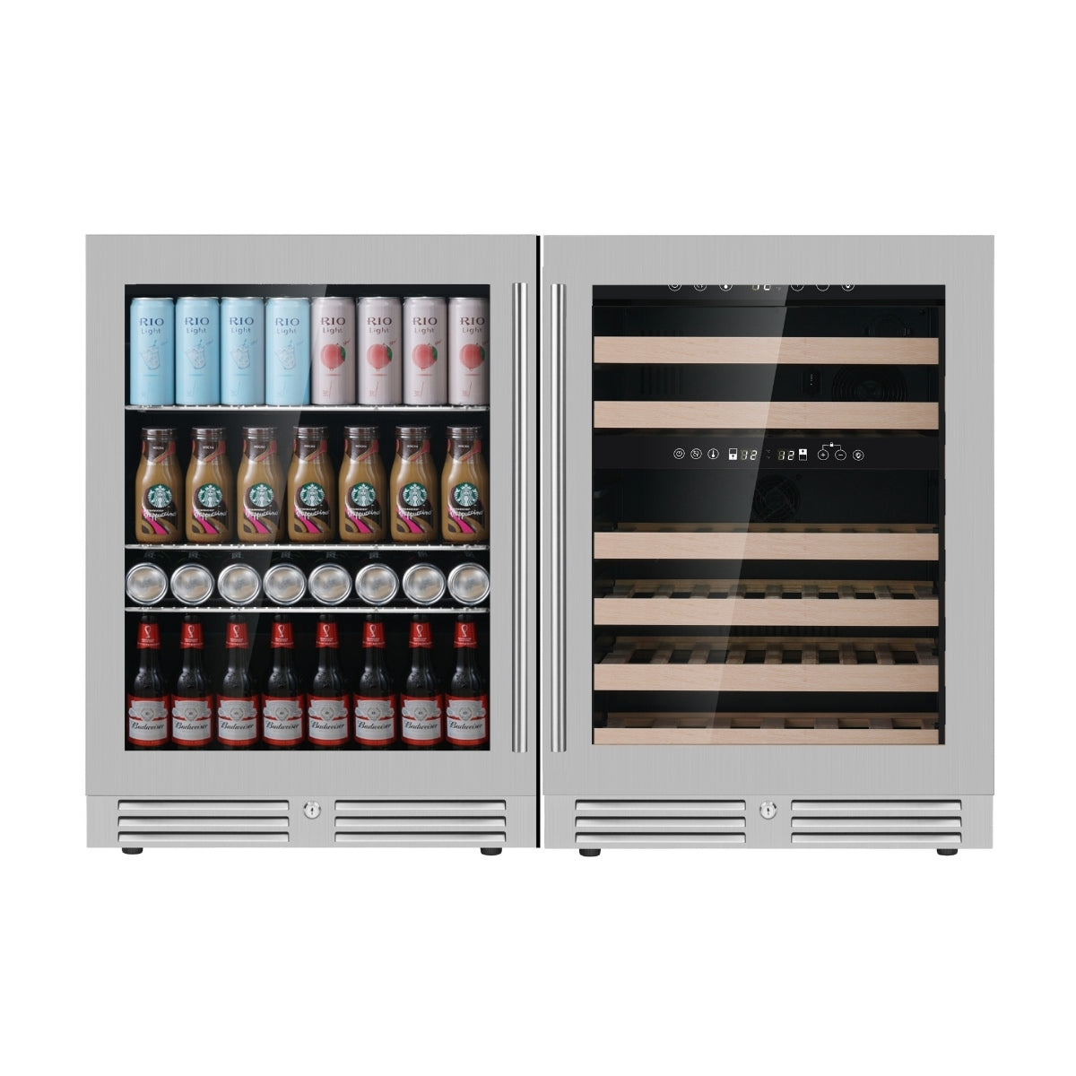 KingsBottle 48" Ultimate Under Bench Wine Fridge and Bar Refrigerator Combo KBU145BW3