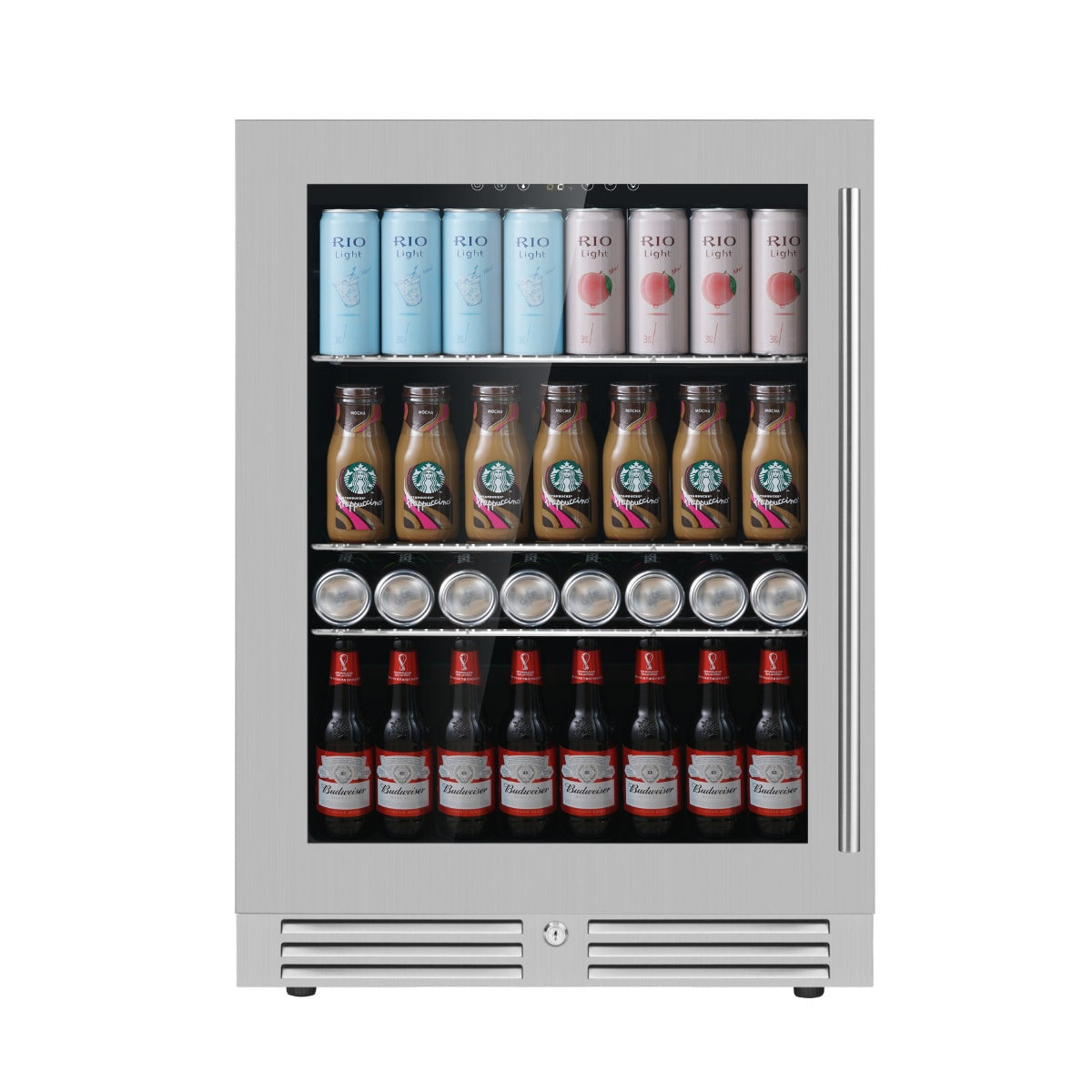 KingsBottle 24 Inch Under Counter LOW-E Glass Door Beer Fridge KBU145BX