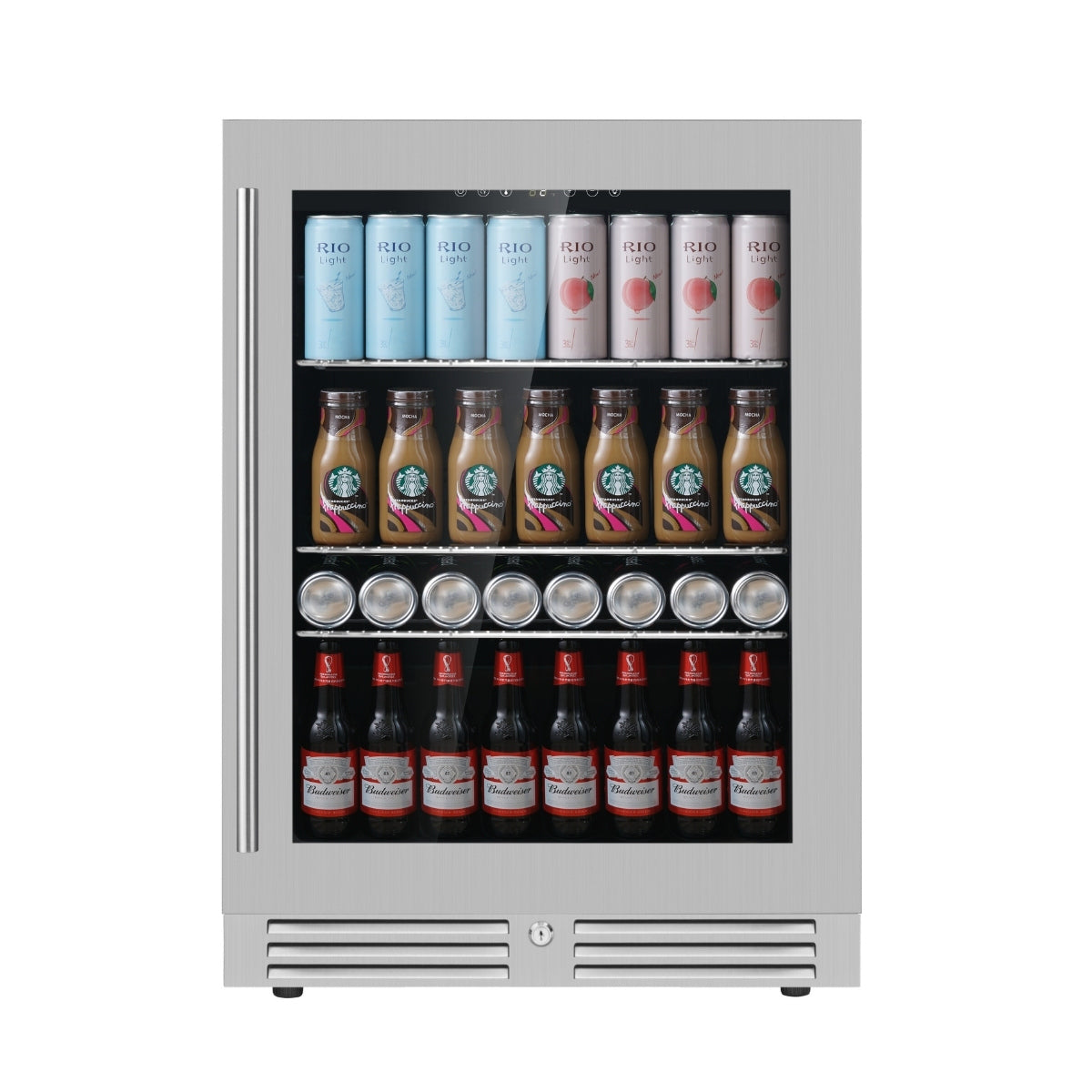 KingsBottle 24 Inch Under Counter LOW-E Glass Door Beer Fridge KBU145BX