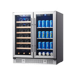 KingsBottle 30" Combination Beer and Wine Cooler with Low-E Glass Door KBU165BW