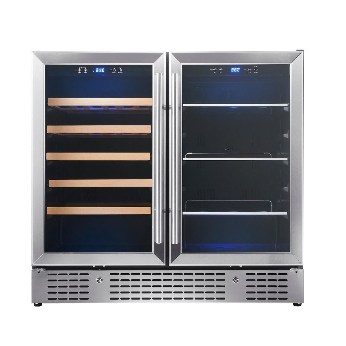 KingsBottle 36" Beer and Wine Cooler Combination with Low-E Glass Door KBU190BW