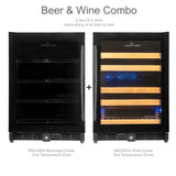 KingsBottle 48" Glass Door Wine And Beverage Fridge Center Built In KBU50BW3