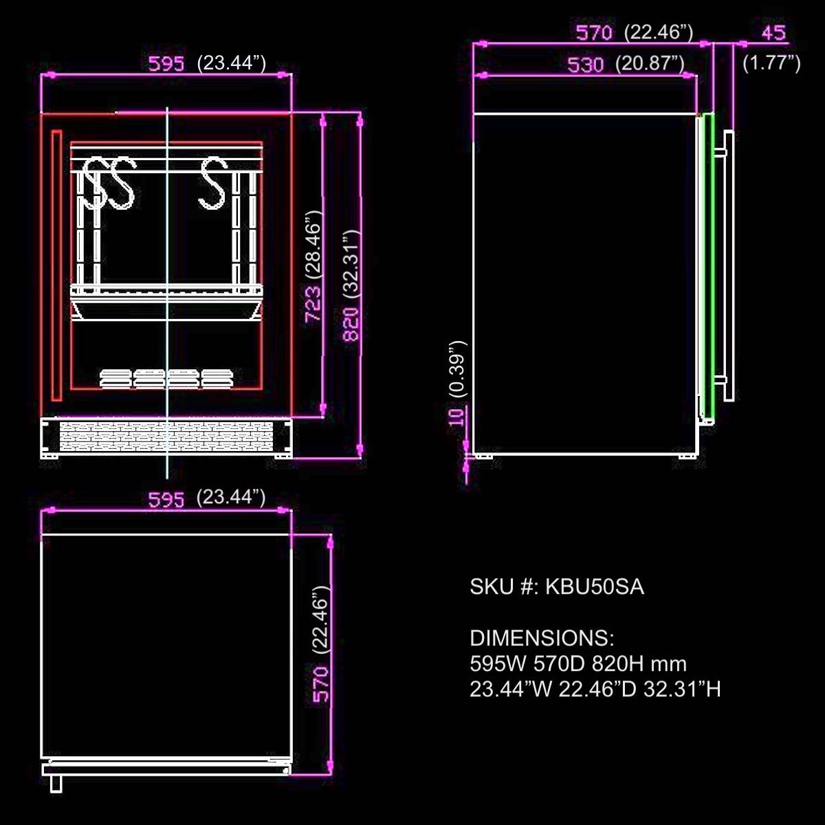 KingsBottle 24" Glass Door Under Counter Steak Ager Fridge KBU50SA