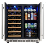 KingsBottle 30" Under Counter Low-E Glass Door Wine and Beer Cooler Combo KBUSF66BW