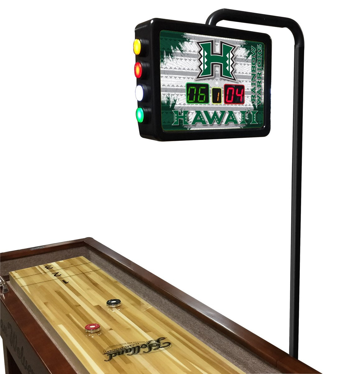 Hawaii Rainbow Warriors Laser Engraved Shuffleboard Table