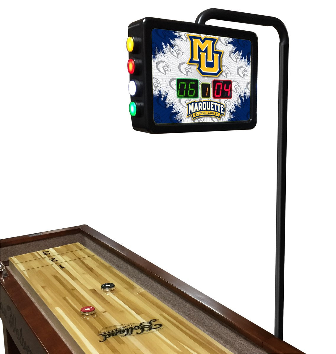 Marquette Golden Eagles Laser Engraved Shuffleboard Table