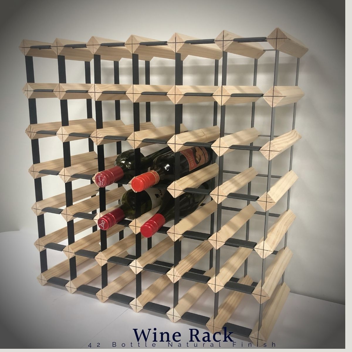 KingsBottle 42 Bottle Timber Wine Rack 6x6 Configuration WRT042