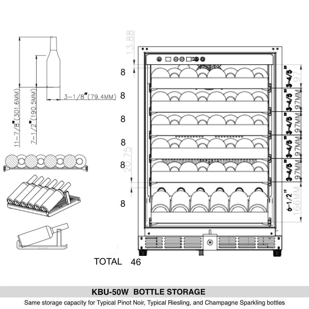 KingsBottle 48" Glass Door Side By Side Wine And Beverage Cooler Combo KBU50BW2