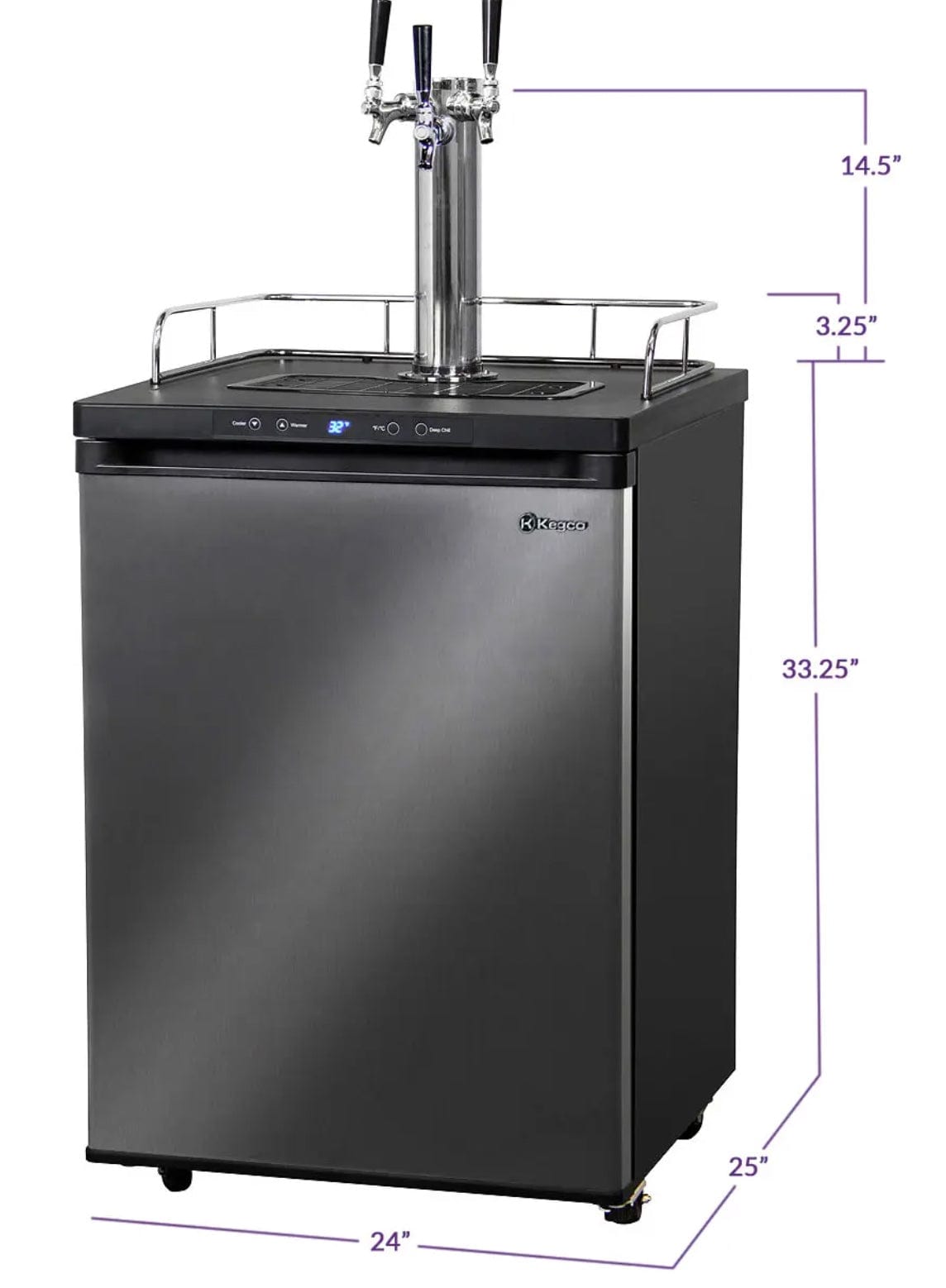 Kegco 24" Wide Homebrew Triple Tap Black Stainless Steel Digital Kegerator (HBK309X-3NK)