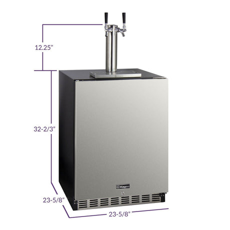 Kegco Dual Tap ADA Undercounter Kegerator with X-CLUSIVE Premium Direct Draw Kit - Right Hinge (HK48BSA-2)