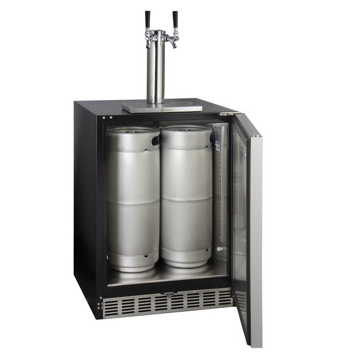 Kegco Dual Tap ADA Undercounter Kegerator with X-CLUSIVE Premium Direct Draw Kit - Left Hinge (K48BSA-L-2)