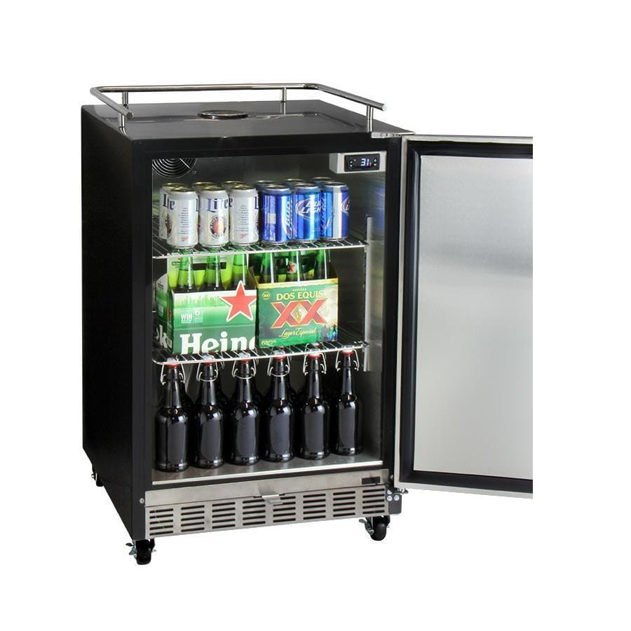 Kegco Full Size Digital Commercial Undercounter Kegerator with X-CLUSIVE Premium Direct Draw Kit - Left Hinge (HK38BSC-L-1)