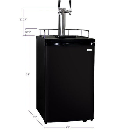 Kegco Double Keg Tap Faucet Kegerator with Black Cabinet and Door (K199B-2NK)