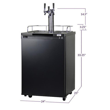 Kegco Triple Keg Tap Faucet Draft Beer Dispenser Kegerator - Black Cabinet with Matte Black Door (K209B-3NK)