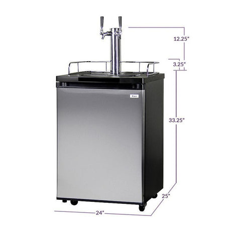Kegco Two Keg Tap Faucet Beer Dispenser - Black Cabinet with Stainless Steel Door (K209SS-2NK )