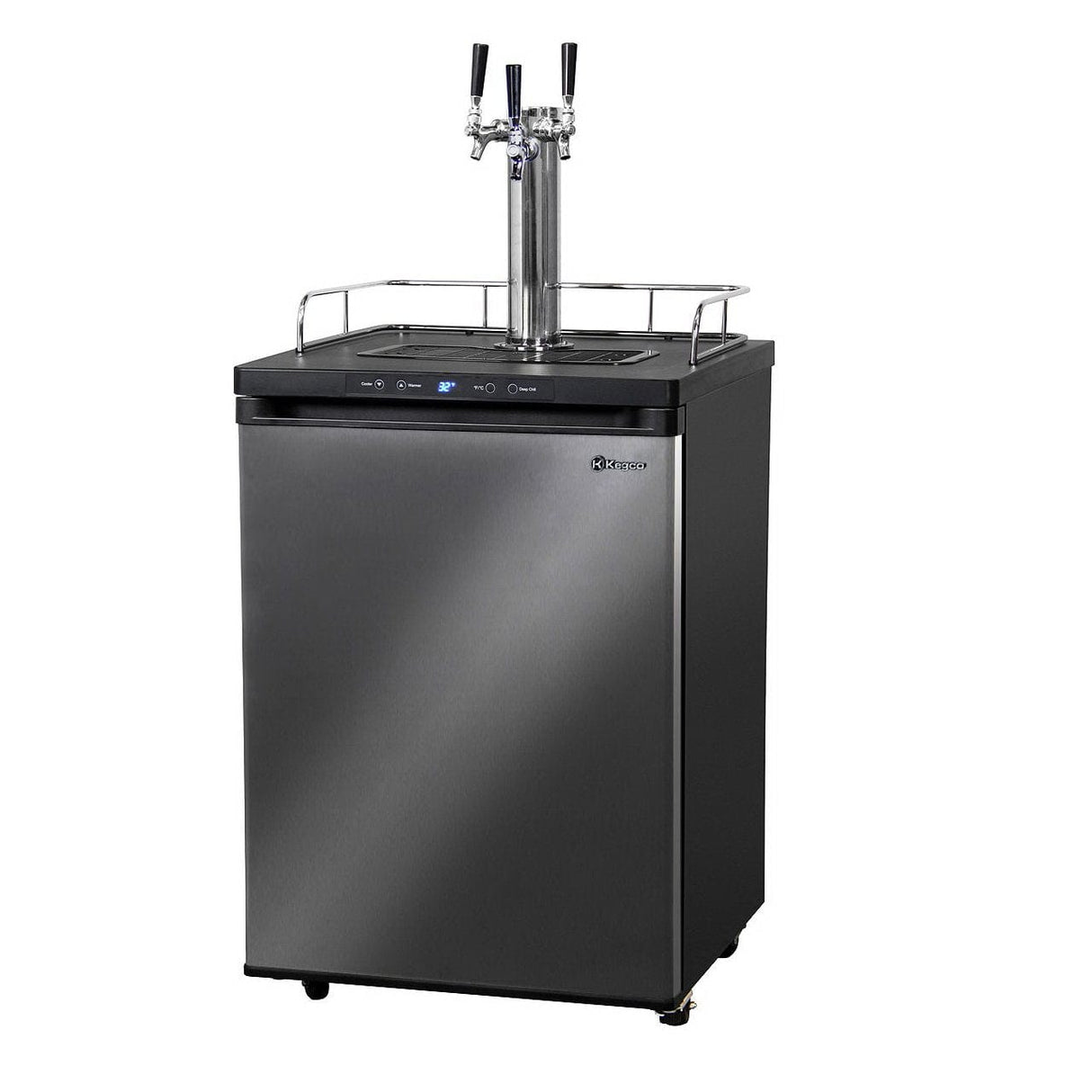 Kegco Three Keg Tap Faucet Digital Kegerator - Black Matte Cabinet and Stainless Steel Door (K309X-3NK)