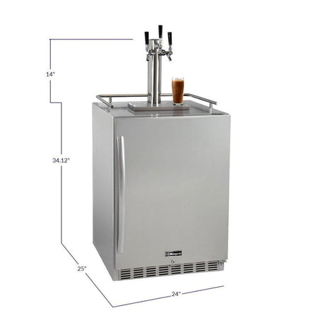 Kegco Triple Faucet Full Size Digital Outdoor Undercounter Javarator - Stainless Steel with Right Hinge (ICHK38SSU-3)