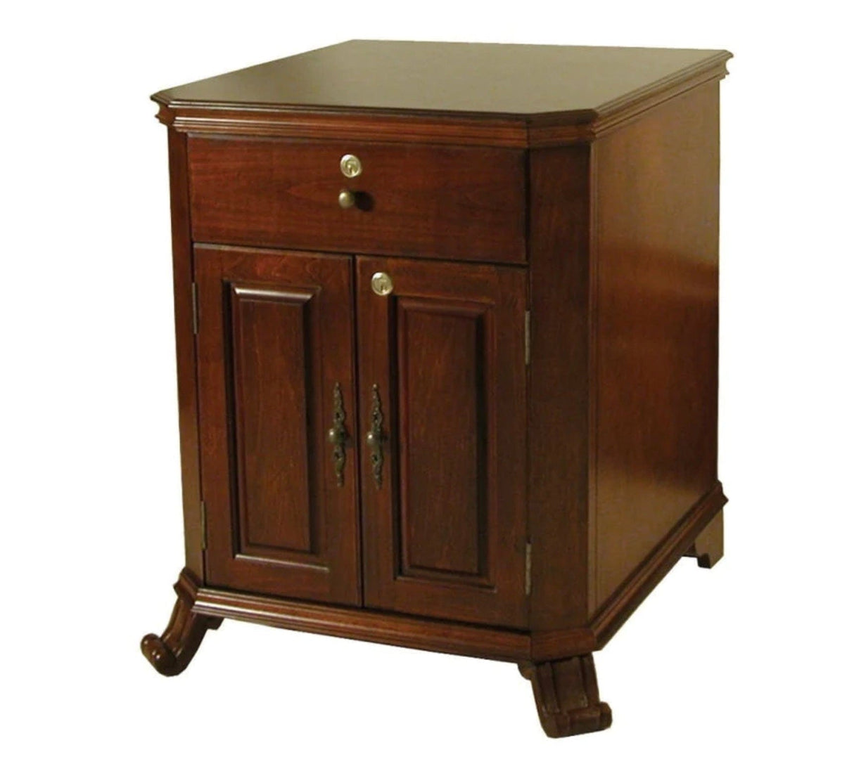 Humidor Supreme Montegue 1500 Count Cigar End Table Humidor in French Walnut Finish HUM-MONT CAB